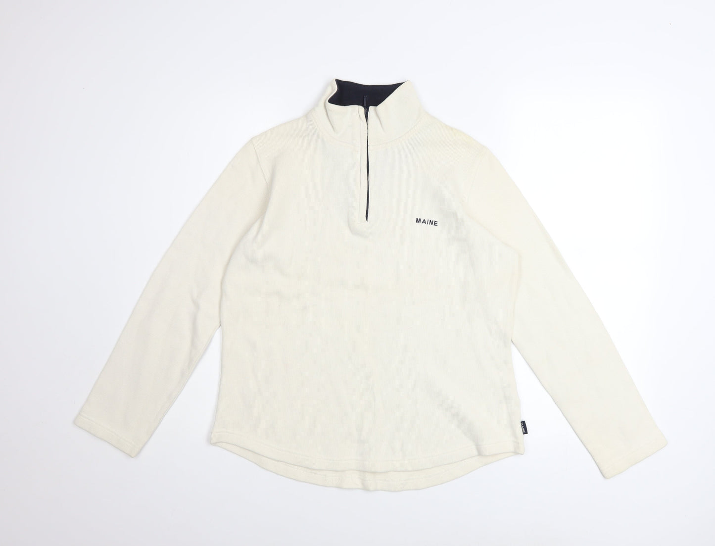 Maine New England Womens Ivory 1/4 Zip Cotton Sweatshirt Size 12