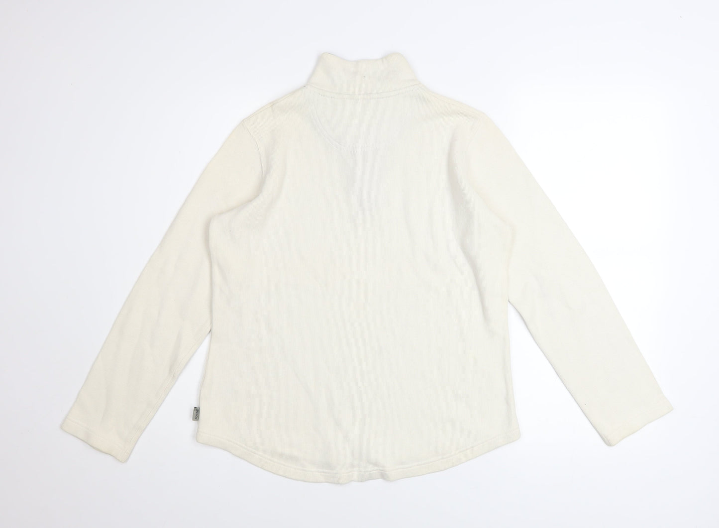 Maine New England Womens Ivory 1/4 Zip Cotton Sweatshirt Size 12