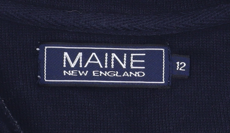 Maine New England Womens Ivory 1/4 Zip Cotton Sweatshirt Size 12