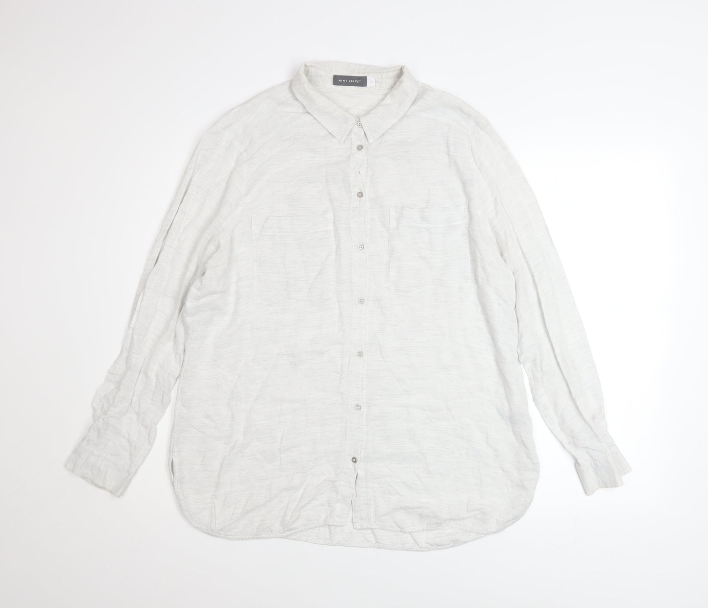 Mint Velvet Women's White Long Sleeve Button-Up Shirt Size 16