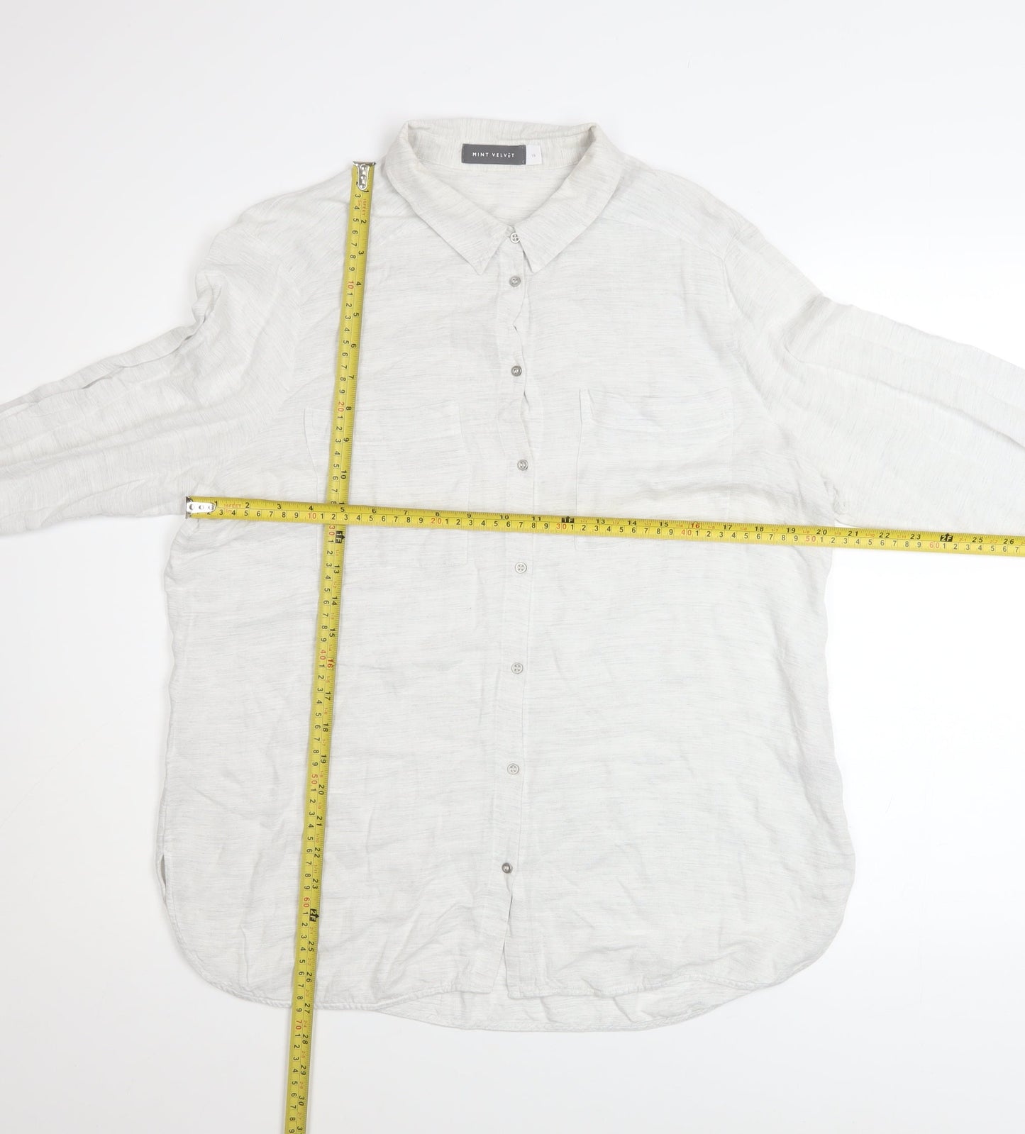 Mint Velvet Women's White Long Sleeve Button-Up Shirt Size 16