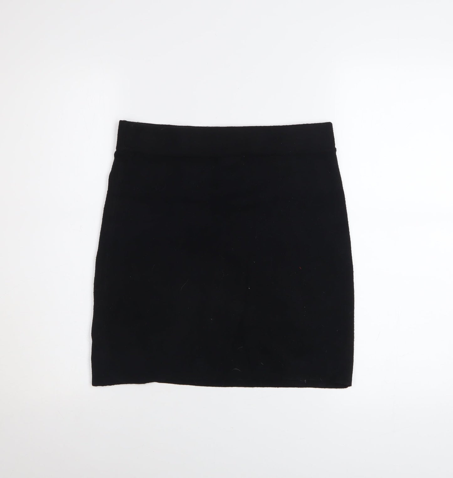 Primark Women Black Short Stretch Button Pencil Skirt Size S 10/12