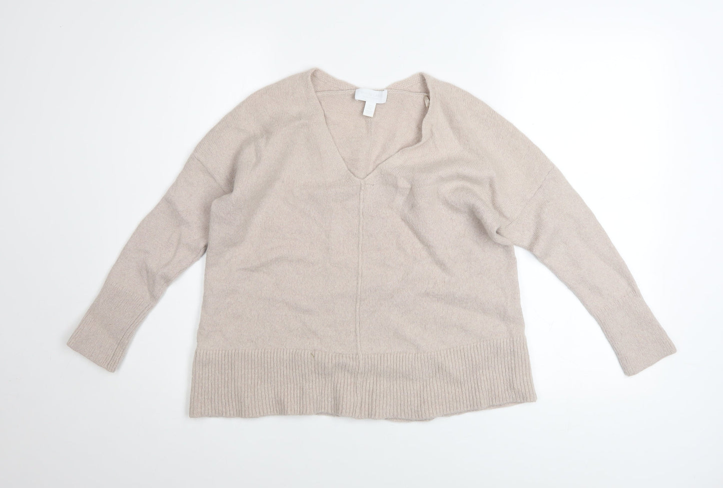 The White Company Women’s Beige Wool Alpaca V-Neck Jumper Size L