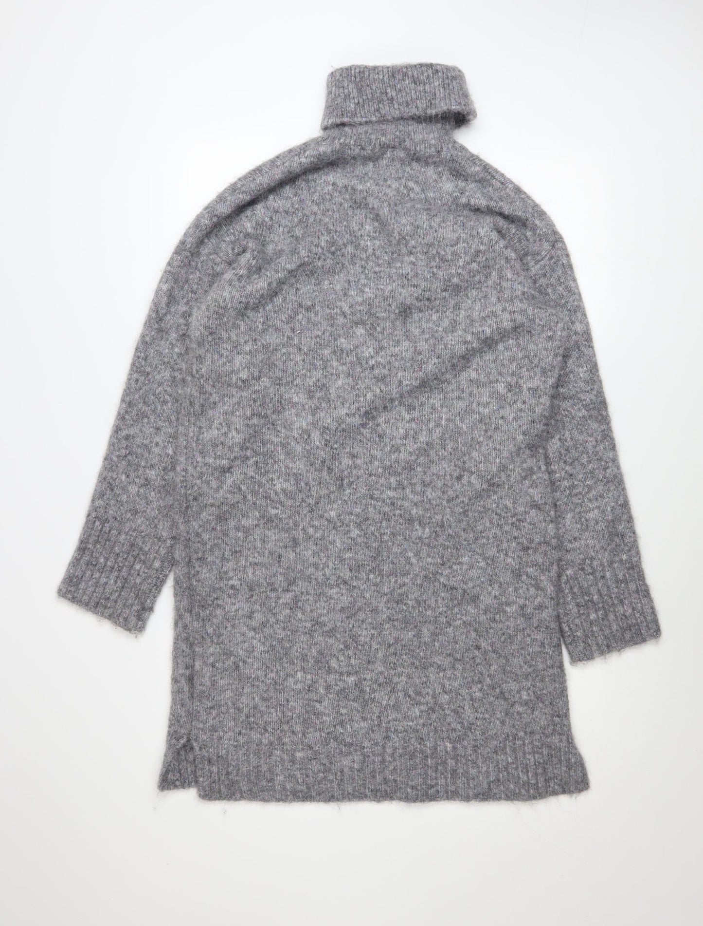 Kaffe Women's Grey Long Sleeve Roll Neck Knit Jumper Dress Size S