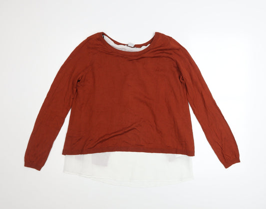 H&M Women’s Brown Knit Layered Pullover Jumper Size S