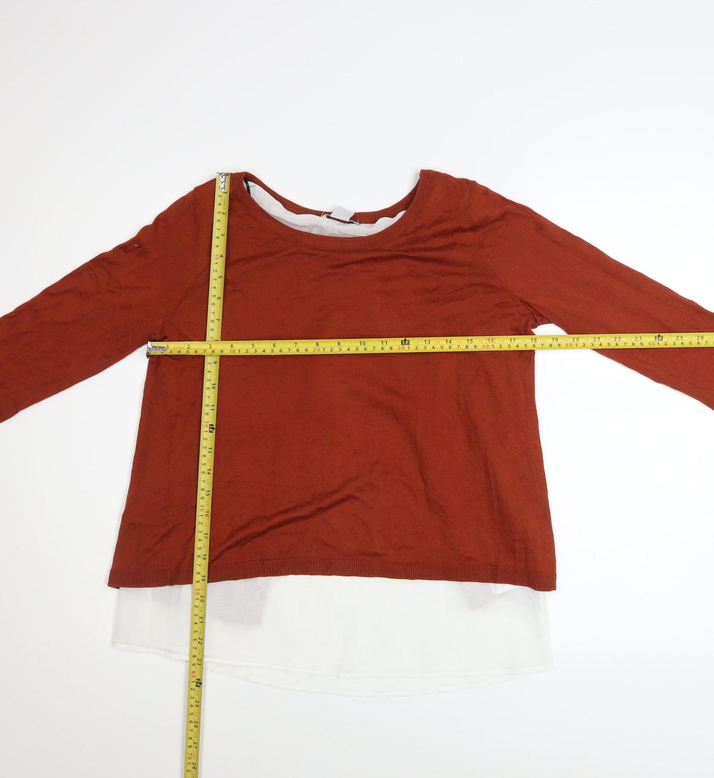 H&M Women’s Brown Knit Layered Pullover Jumper Size S