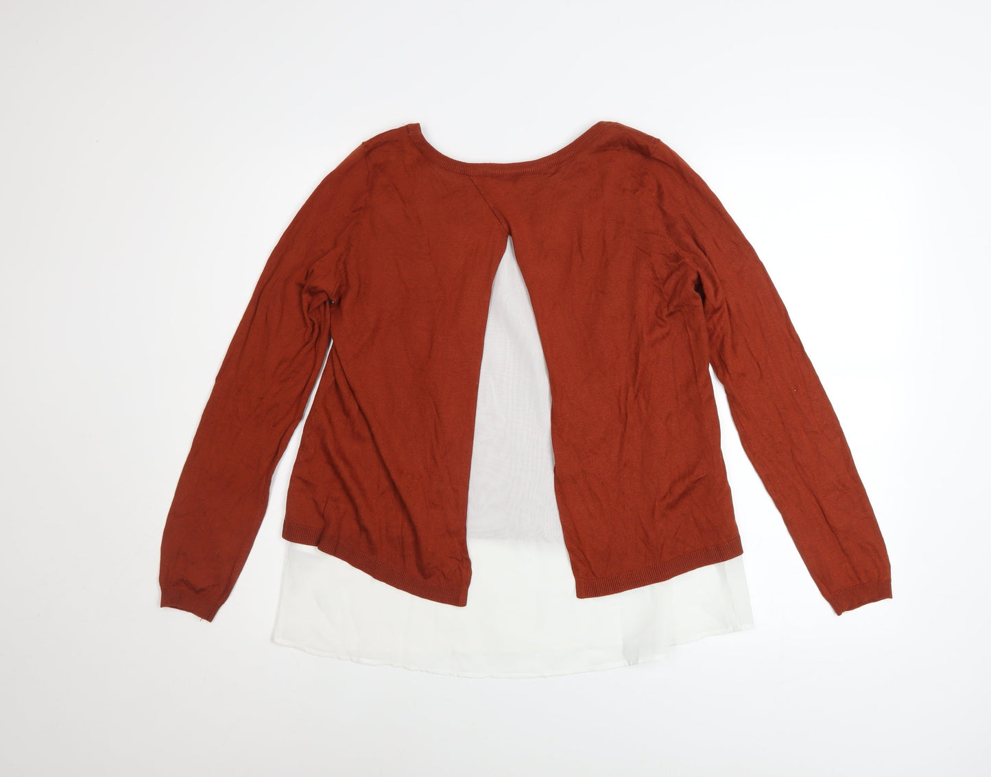 H&M Women’s Brown Knit Layered Pullover Jumper Size S