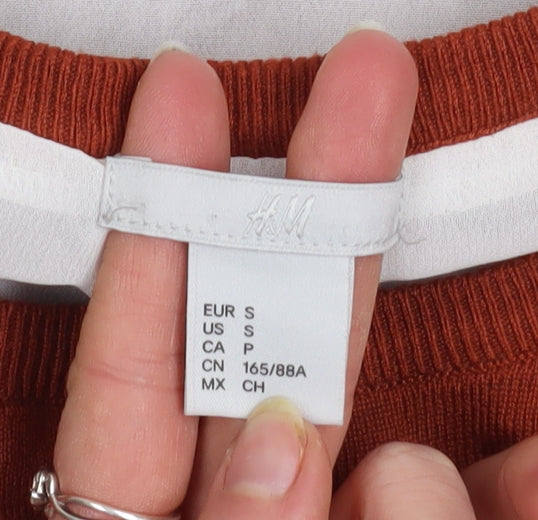 H&M Women’s Brown Knit Layered Pullover Jumper Size S