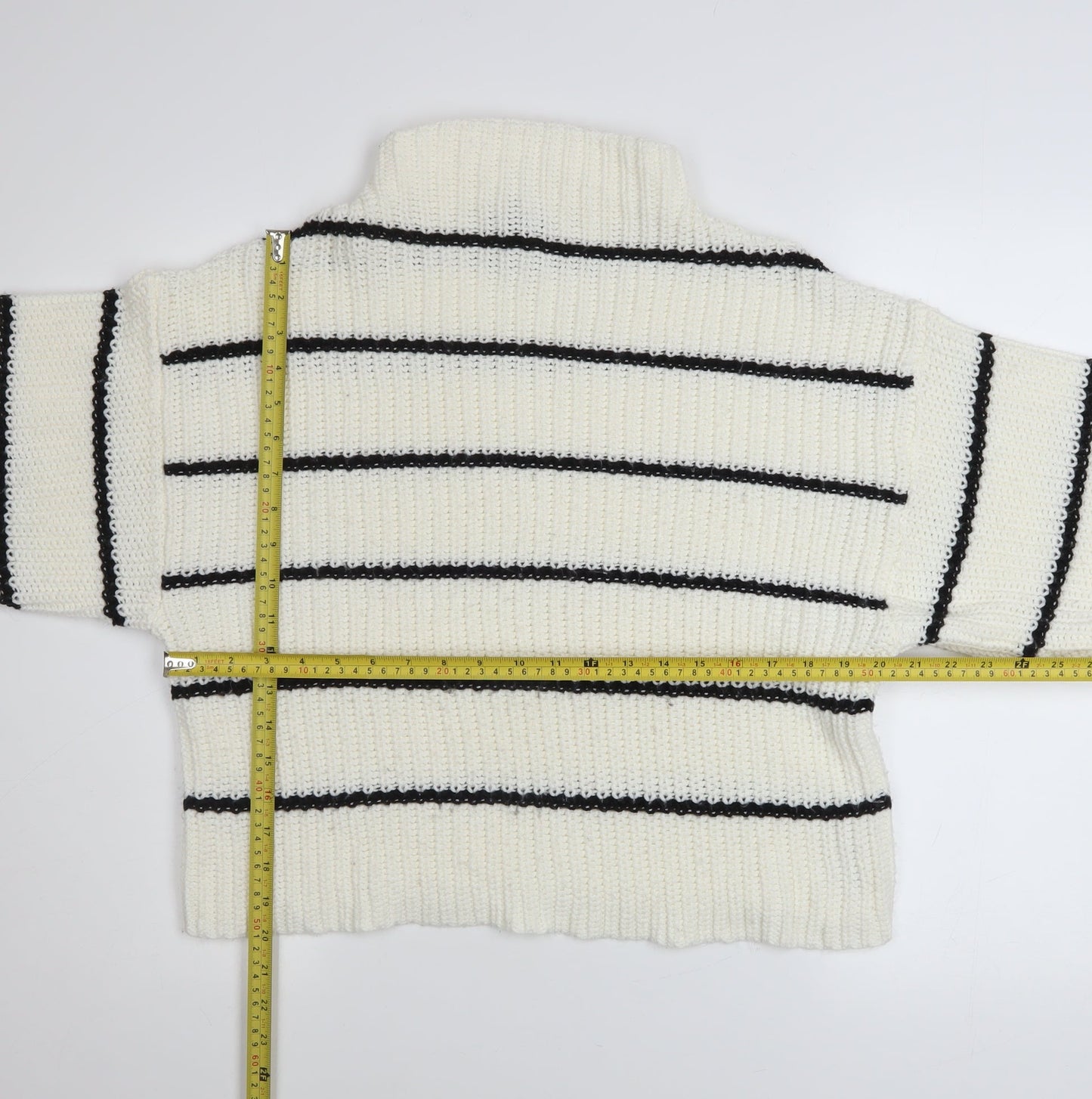 New Look Maternity White Striped High Neck Chunky Knit Jumper M