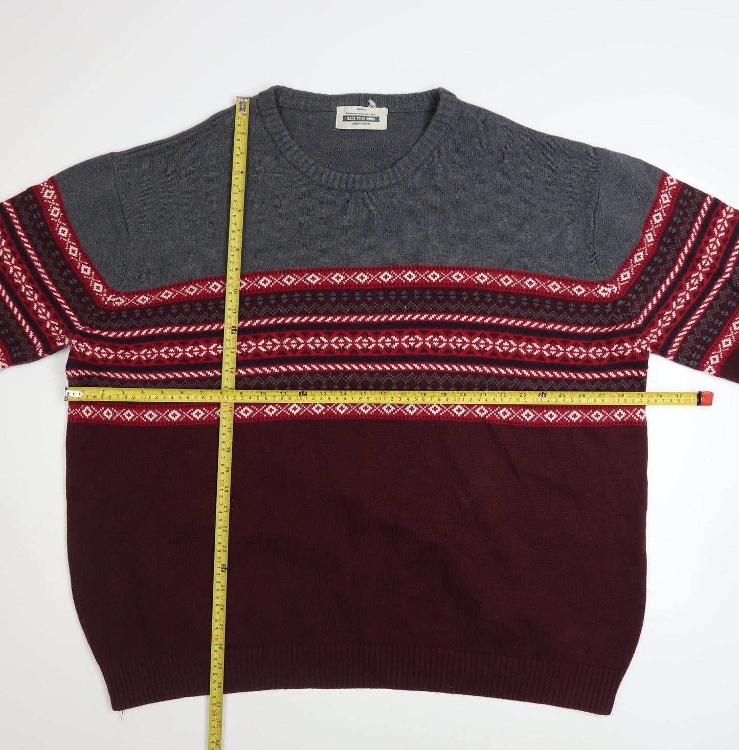 Jacamo Men’s Multicoloured 3XL Fair Isle Cotton Jumper