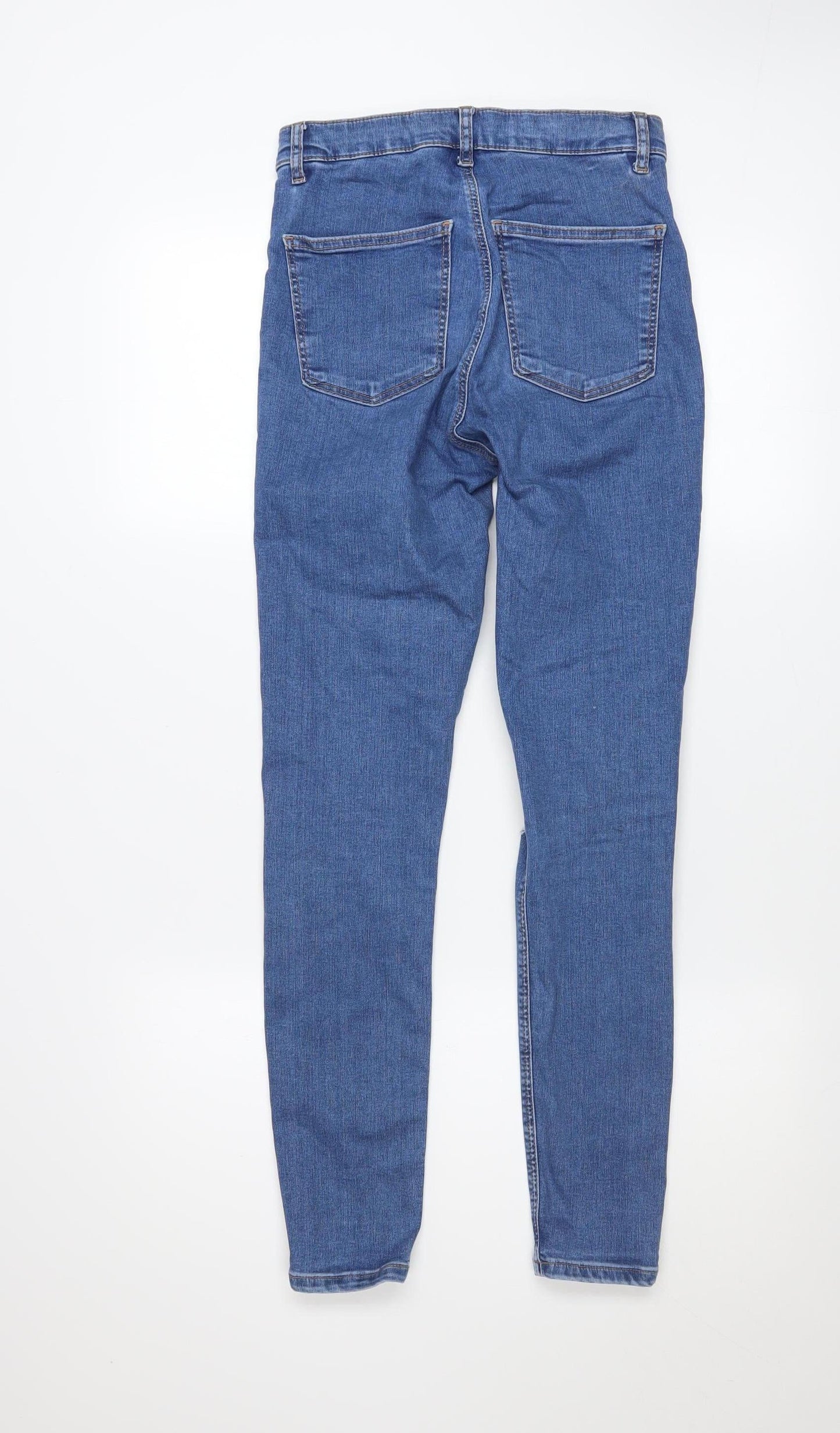 Topshop Women Blue Size 10 High Rise Distressed Skinny Jeans