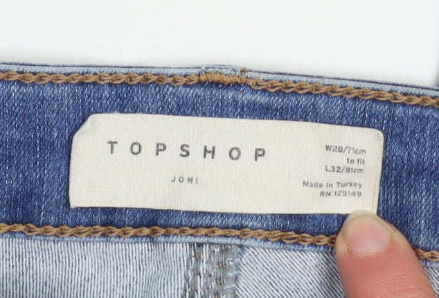 Topshop Women Blue Size 10 High Rise Distressed Skinny Jeans