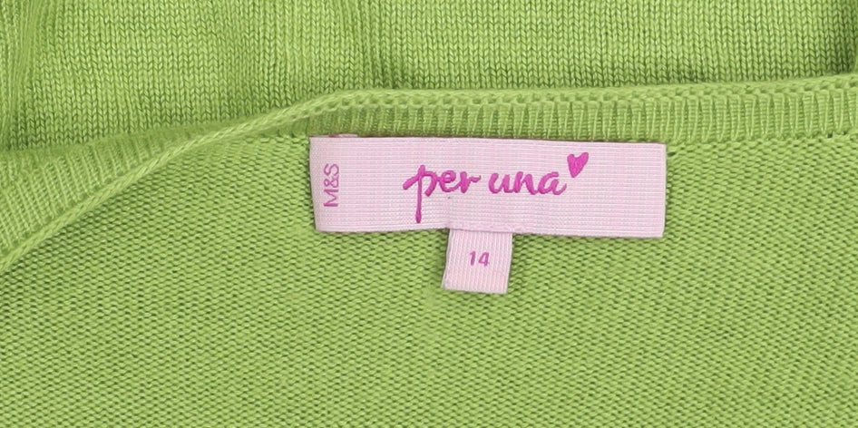Marks and Spencer Per Una Women's Green 3/4 Sleeve Knit Cardigan Size 14