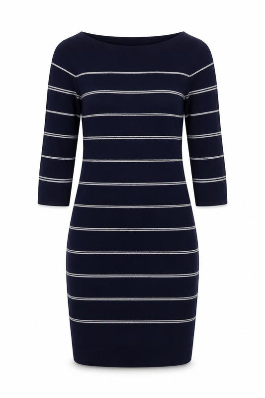 Precis Petite Women's Blue Striped Knit Sheath Dress Size 10