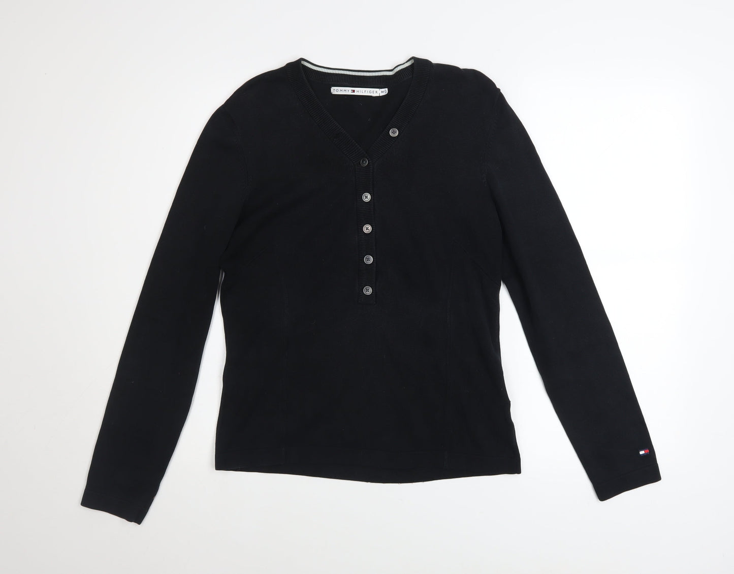 Tommy Hilfiger Women's Black Cotton Henley Jumper Size M