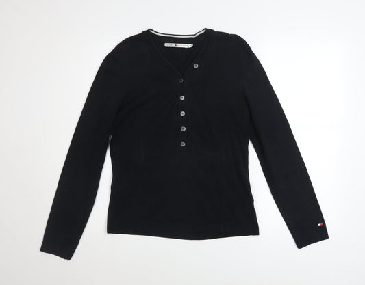 Tommy Hilfiger Women's Black Cotton Henley Jumper Size M