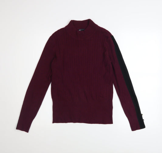 Marks and Spencer Women's Purple Mock Neck Knit Jumper Size 12