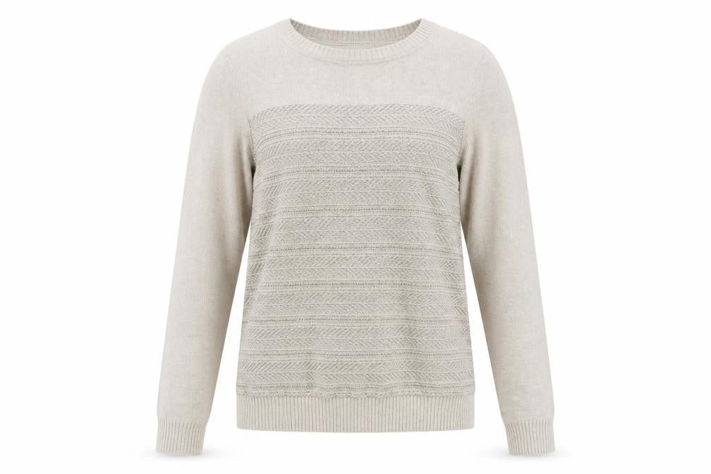 Next Women Beige Crew Neck Cotton Blend Jumper Size 10