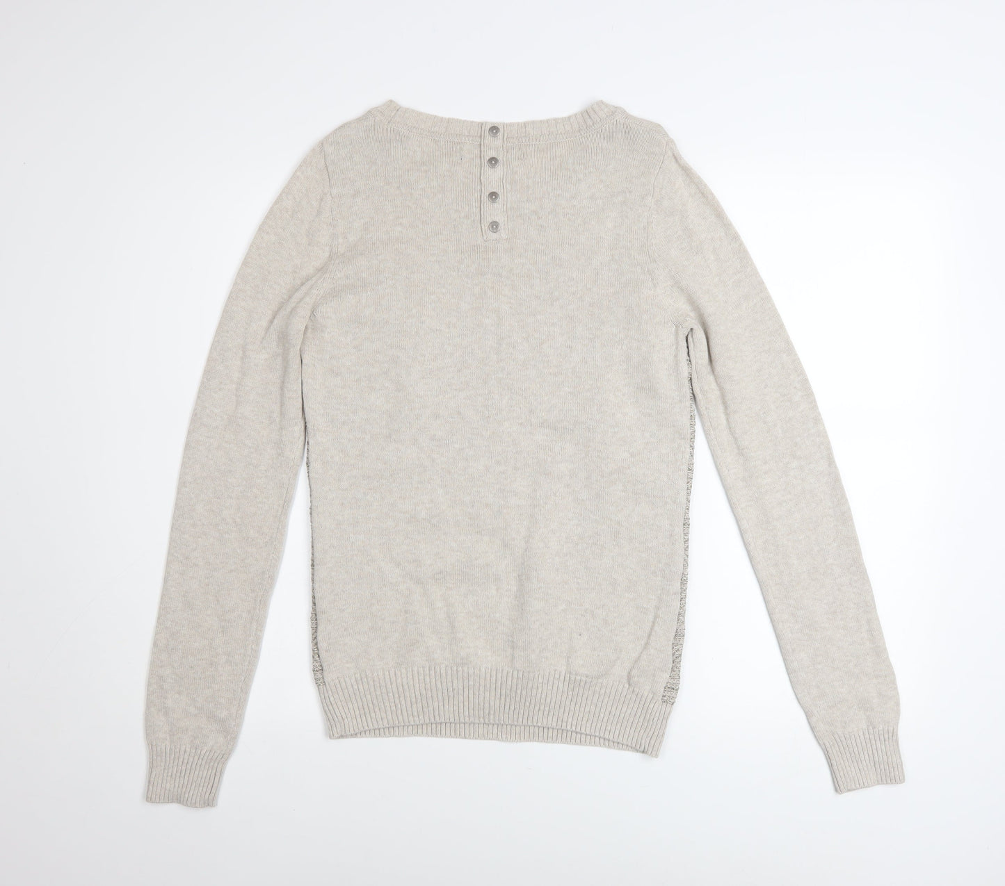 Next Women Beige Crew Neck Cotton Blend Jumper Size 10