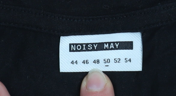 Noisy May Womens Black Long Sleeve College Graphic T-Shirt Size 16
