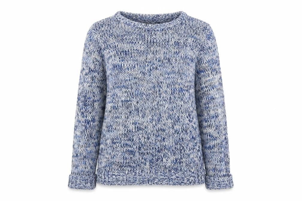 Maine New England Women's Blue Chunky-Knit Pullover Jumper Size 12