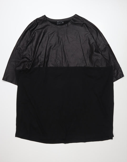 ASOS DESIGN Women Black Plus Size 20 Relaxed Colourblock T-Shirt