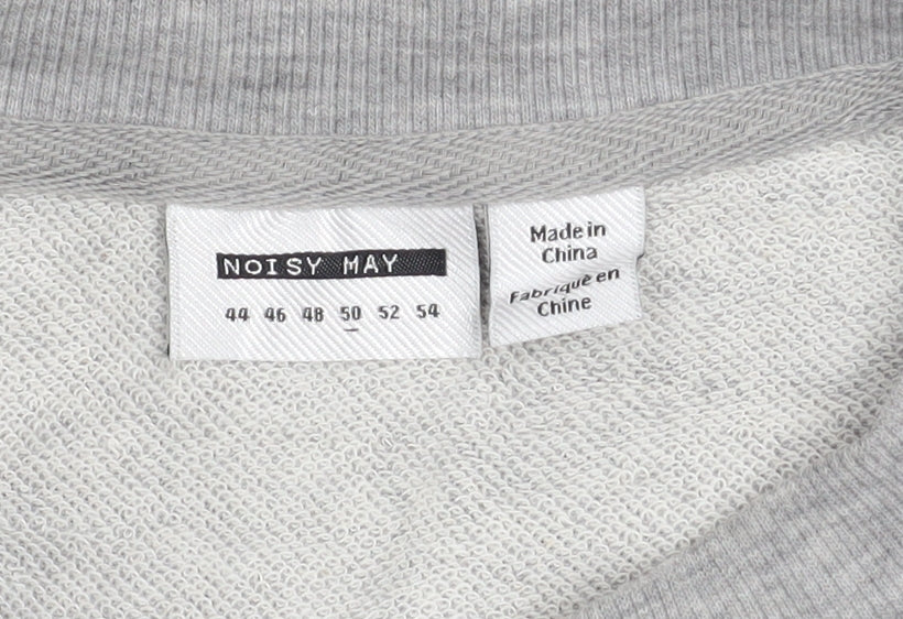 Noisy May Women's Grey Oversized Boston Print Sweatshirt Size 18