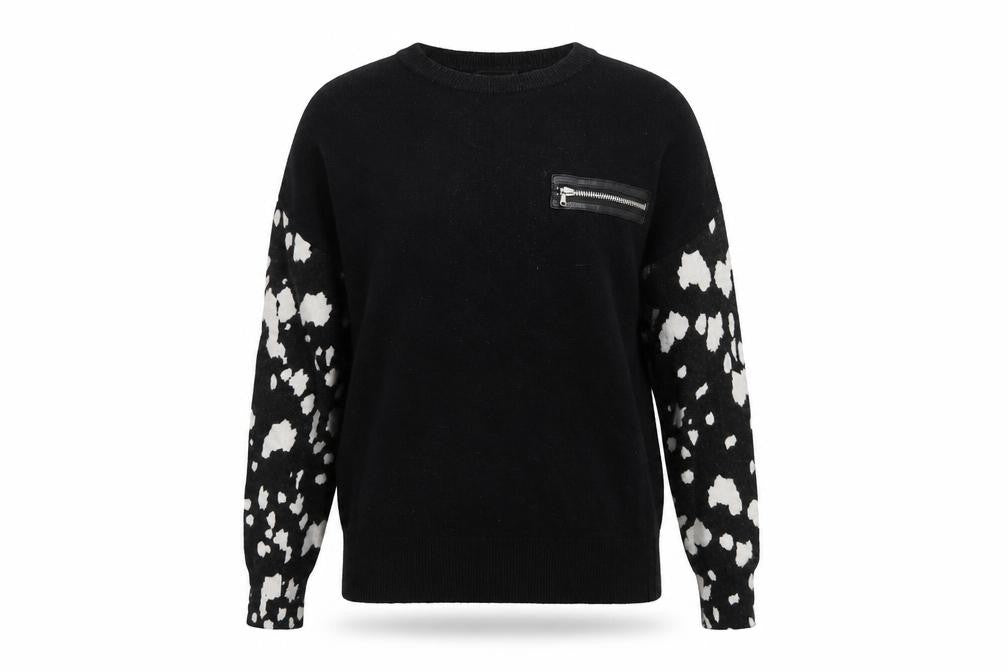 Mint Velvet Women's Black & White Animal Print Wool Pullover Jumper Size 8