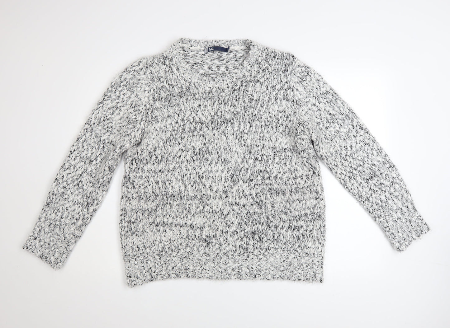 Isle Womens Grey L Chunky Knit Pullover Jumper Long Sleeve