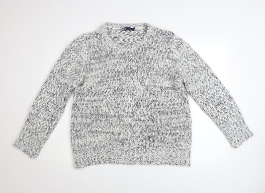 Isle Womens Grey L Chunky Knit Pullover Jumper Long Sleeve