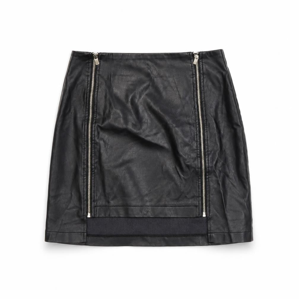 Primark Women Black PU Coated Mini Pencil Skirt Size 6