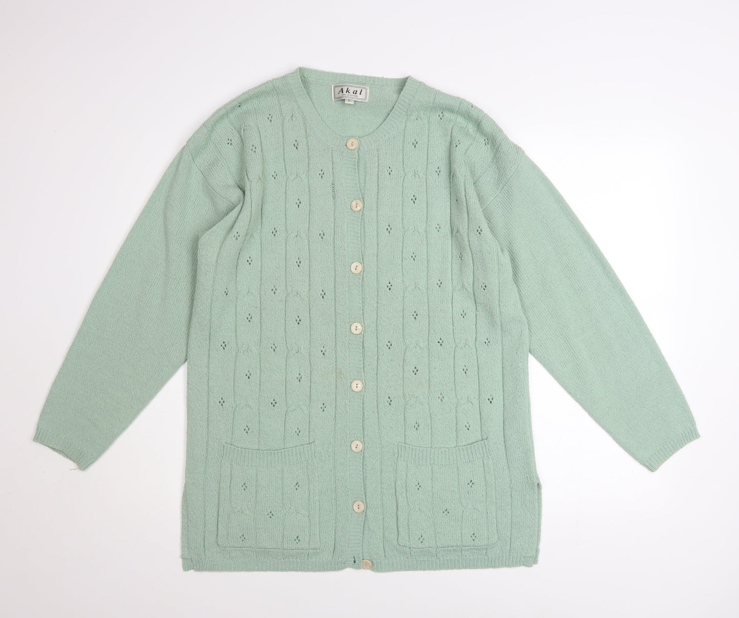 Akal Collection Women’s Green Long Sleeve Acrylic Cardigan L