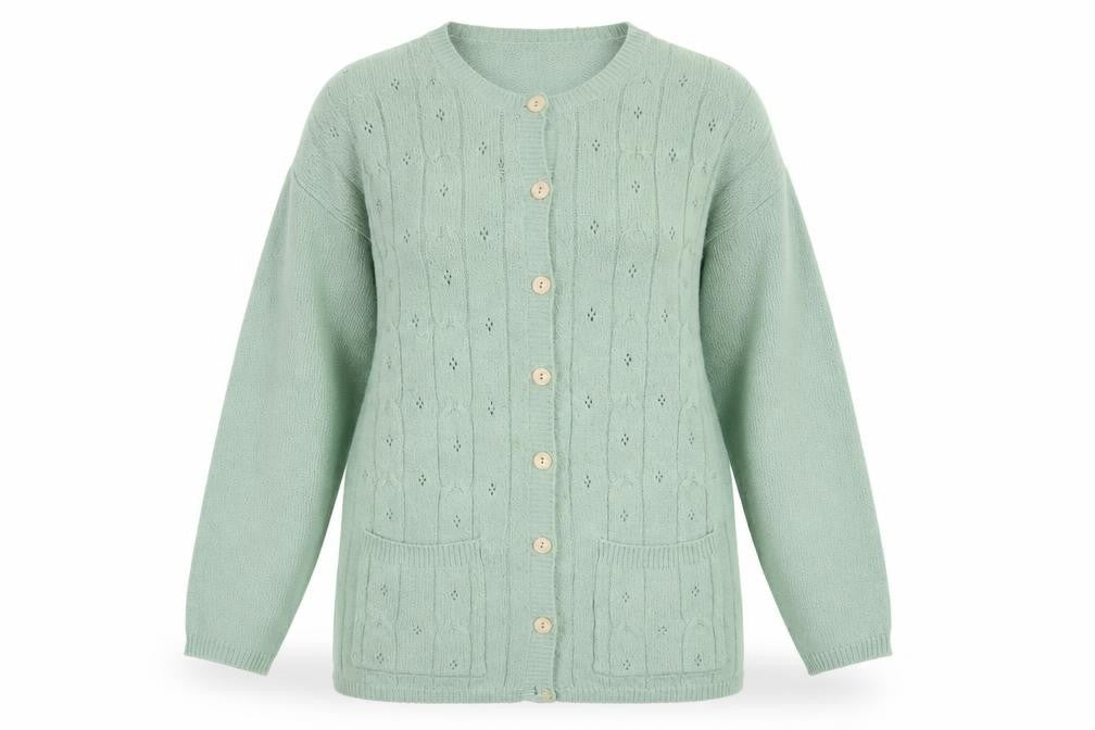 Akal Collection Women’s Green Long Sleeve Acrylic Cardigan L