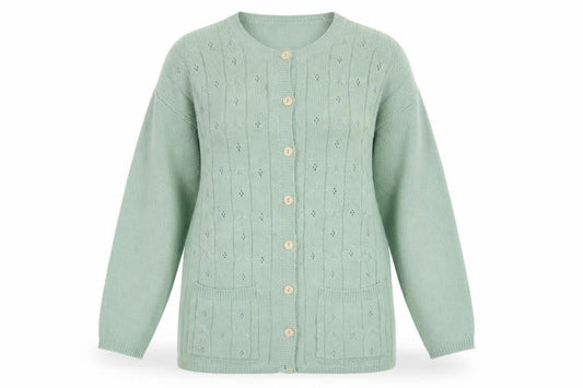Akal Collection Women’s Green Long Sleeve Acrylic Cardigan L