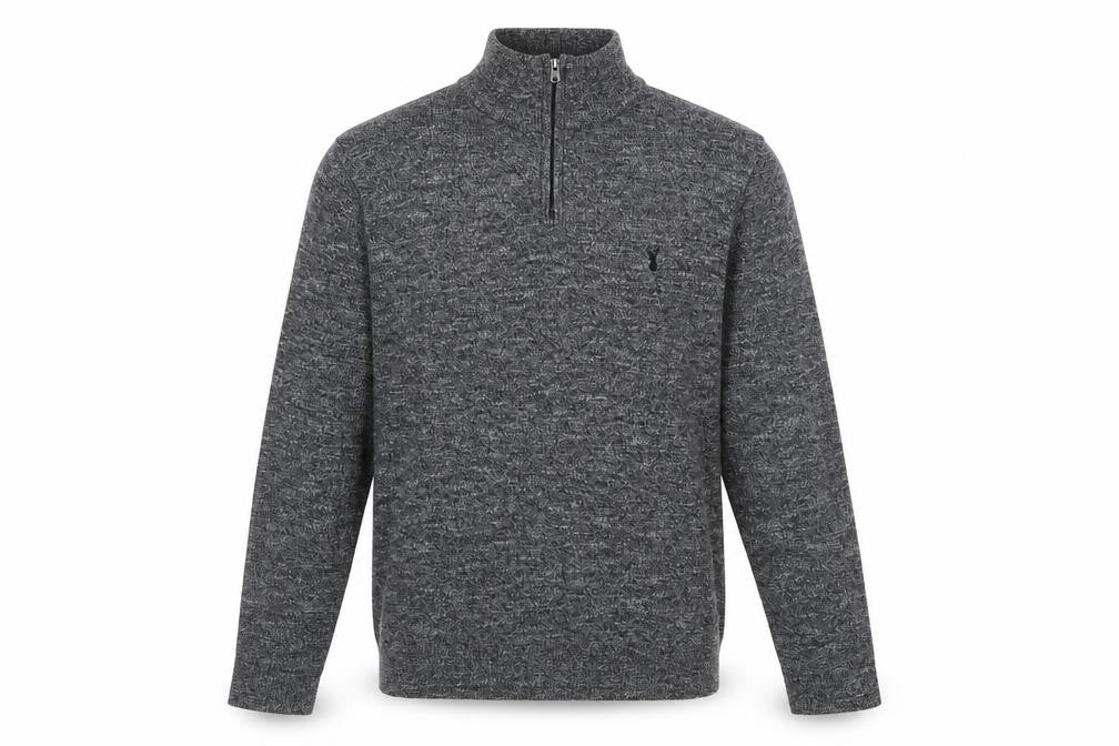Next Men’s Grey Cotton Blend 1/2 Zip High Neck Jumper Size M