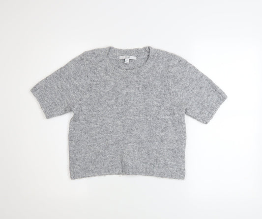 Next Women Grey Short Sleeve Knitted Jumper S Classic Wool Blend