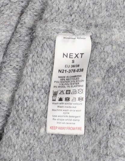 Next Women Grey Short Sleeve Knitted Jumper S Classic Wool Blend
