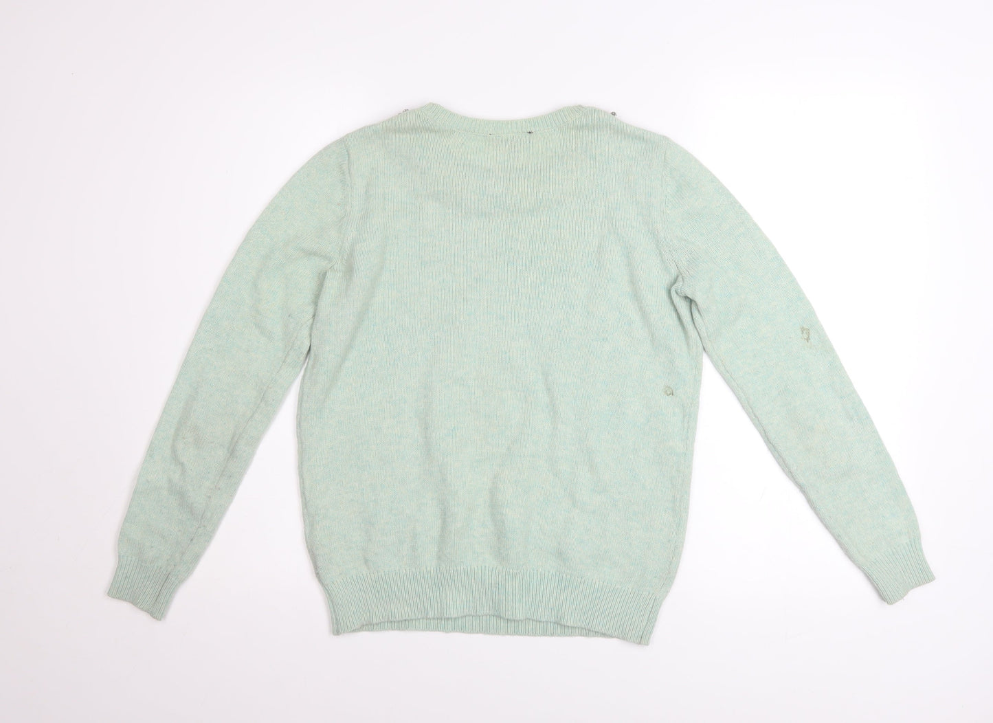 Topshop Women Green Jewel Neck Knit Pullover Jumper Size 6