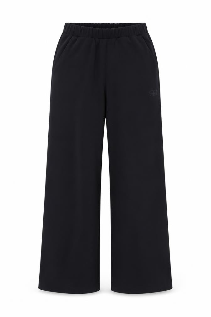 Parfois Womens Black Wide-Leg Modal Blend Elastic Waist Trousers XS
