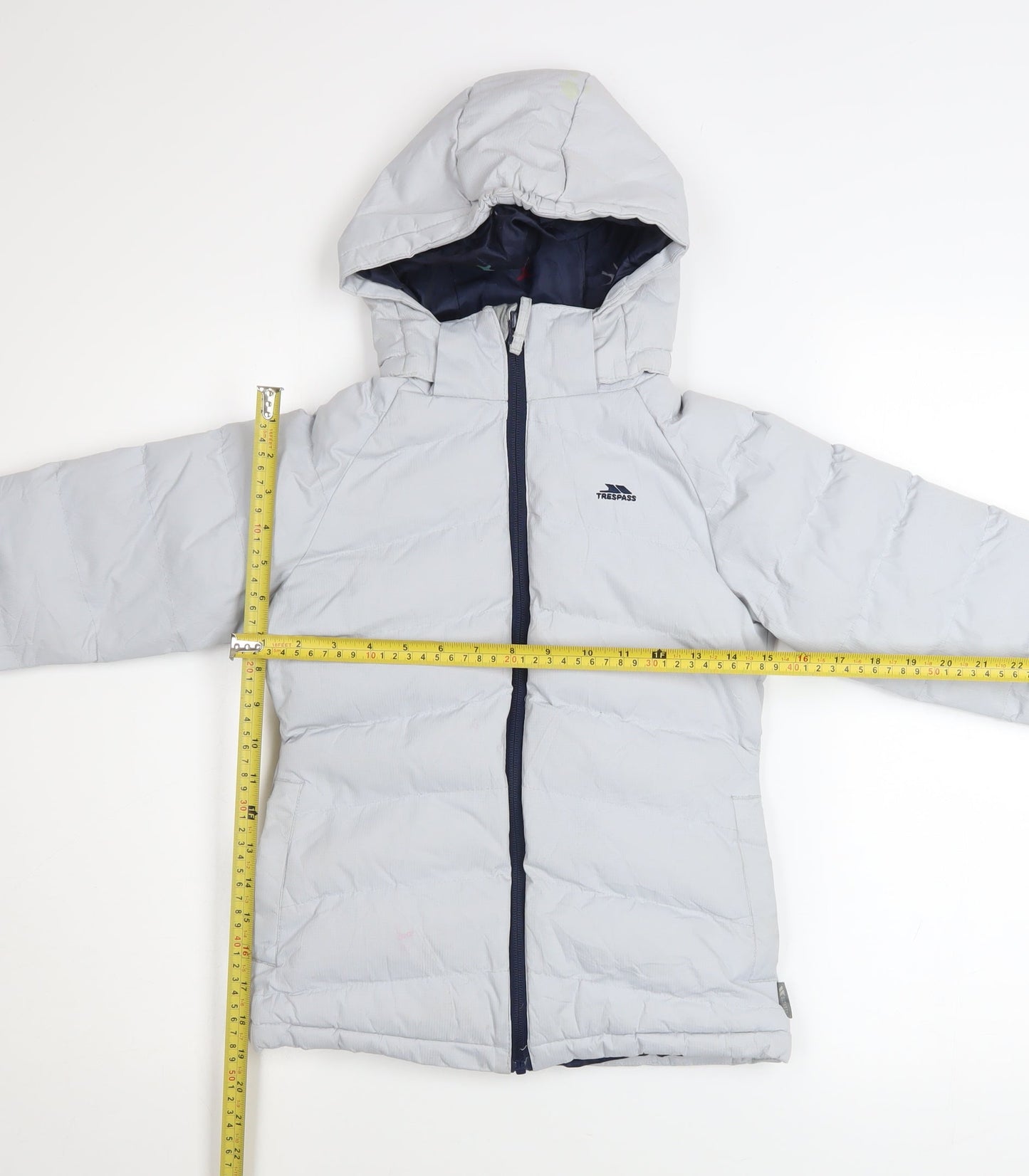 Trespass Girls Grey Waterproof Hooded Puffer Jacket Coat 5-6 Years