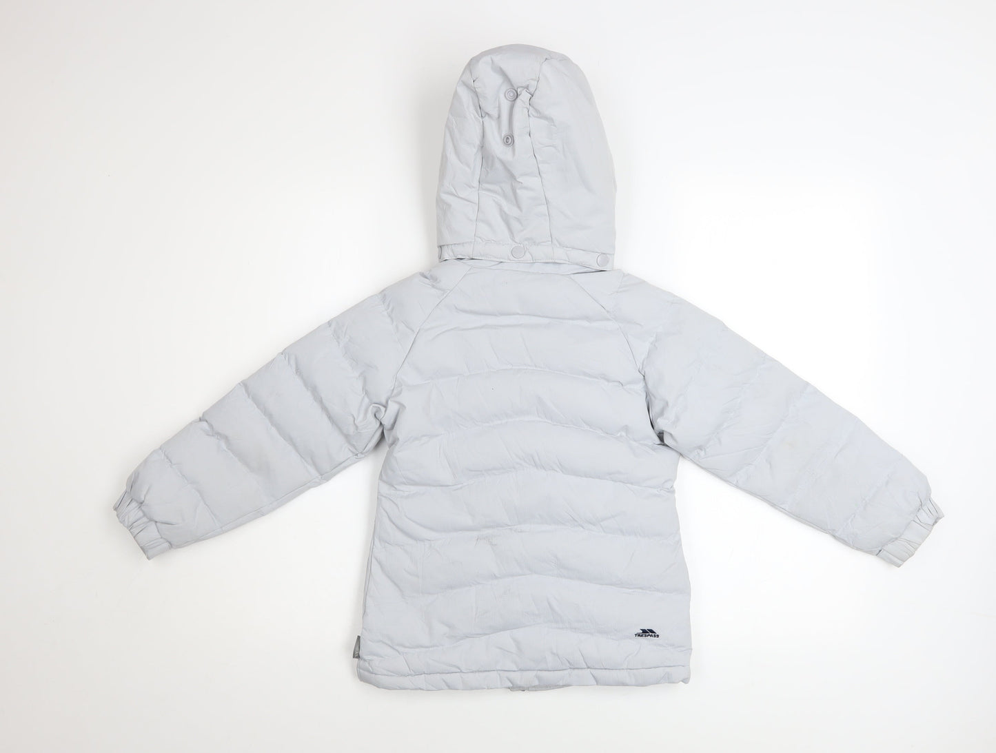 Trespass Girls Grey Waterproof Hooded Puffer Jacket Coat 5-6 Years