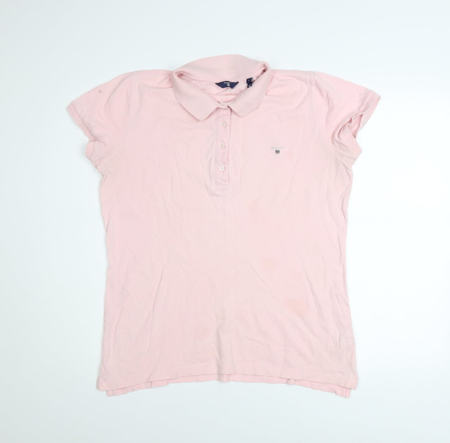 GANT Men's Pink Cotton Short Sleeve Polo Shirt Size L