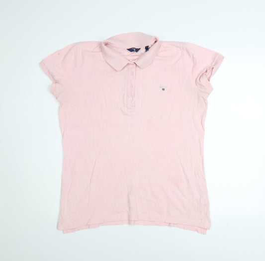 GANT Men's Pink Cotton Short Sleeve Polo Shirt Size L