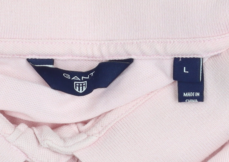 GANT Men's Pink Cotton Short Sleeve Polo Shirt Size L