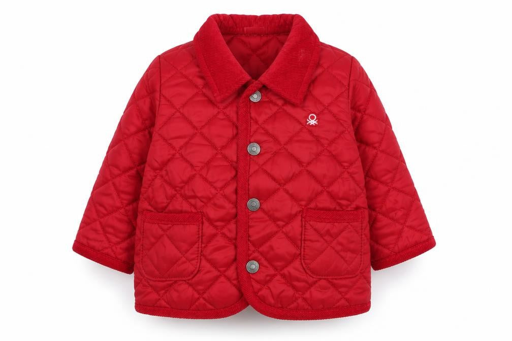 United Colors of Benetton Baby Red Quilted Jacket 6-9 Months Lightweight Padded Coat