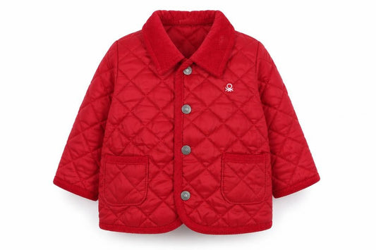 United Colors of Benetton Baby Red Quilted Jacket 6-9 Months Lightweight Padded Coat