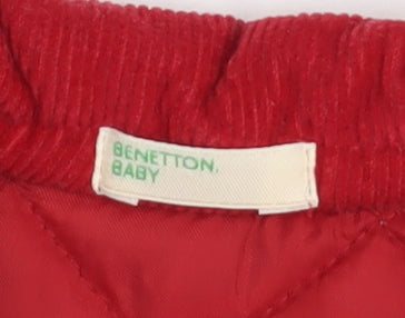 Benetton Baby Red Quilted Jacket 6-9 Months Lightweight Padded Coat