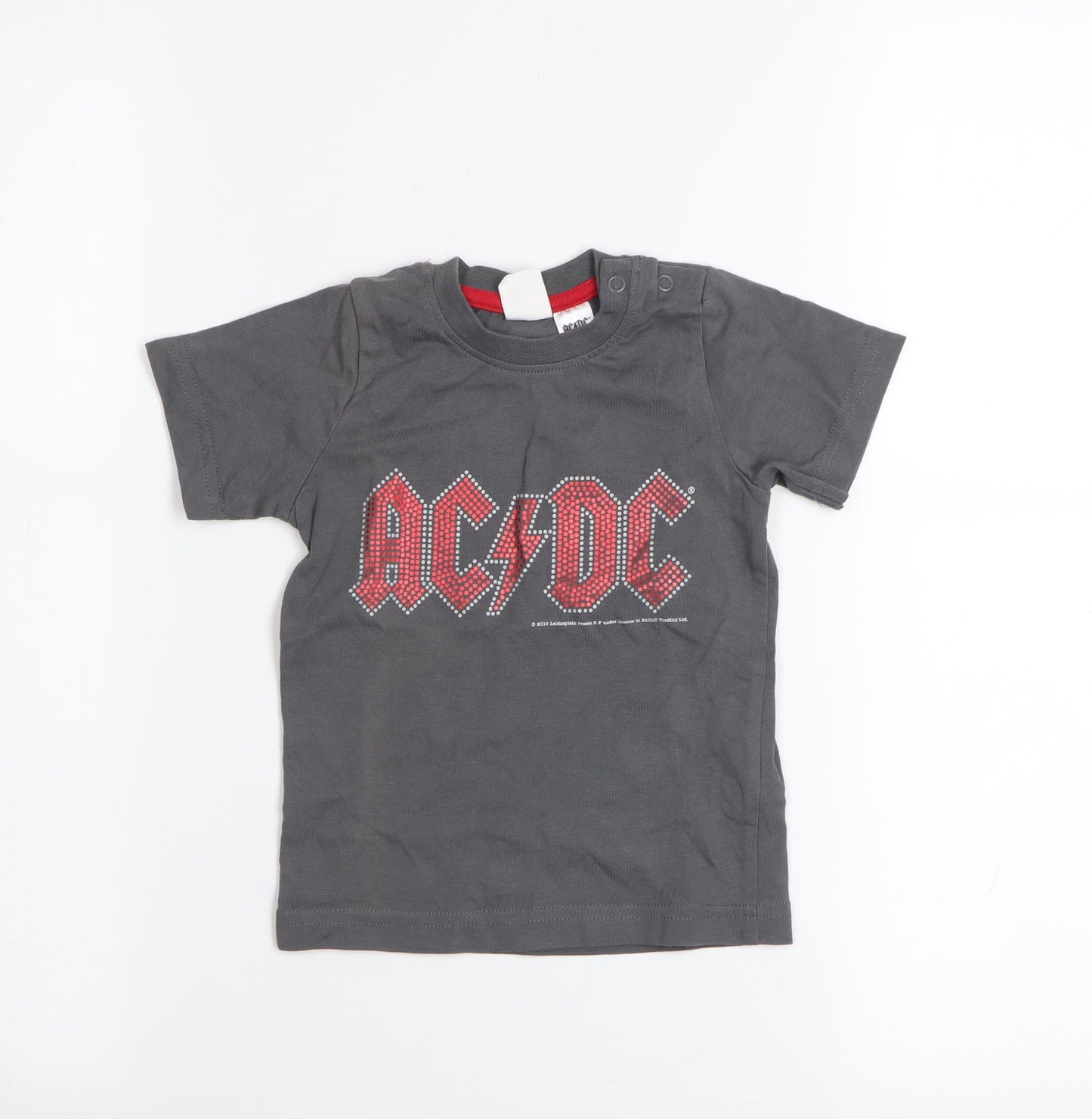 H&M Unisex Baby Grey AC/DC Graphic Print Cotton T-Shirt 9-12 Months