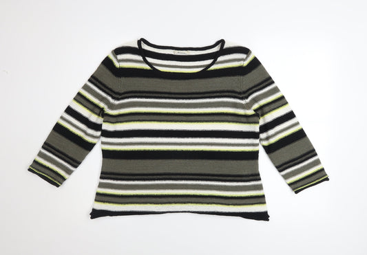 Precis Women’s Multicoloured Striped 3/4 Sleeve Knit Pullover Jumper Size L
