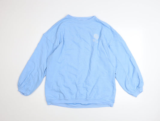 Aerie Unisex Blue Smiley Academy Graphic Pullover Sweatshirt Size S